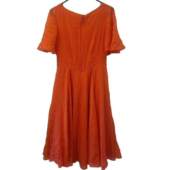 KATE SPADE Coral silk blend Clipped Chiffon A- Line Dress size 6 - Picture 4 of 10